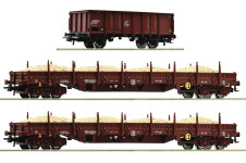 Roco 77041 - H0 - 3-tlg. Güterwagen-Set Sandzug, DR, Ep. IV - Set 1